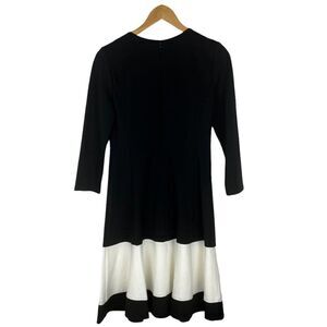 Eliza j Women's Black White Colorblock Fit Flare 3/4 Sleeve Dress US 8